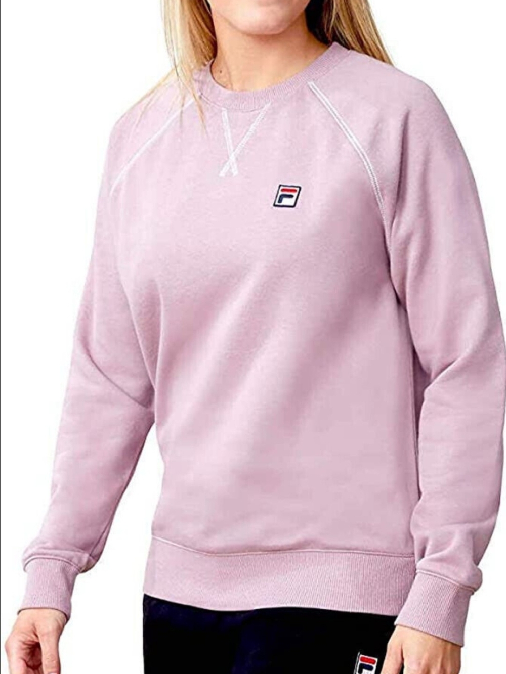 FILA Women's French Terry Crewneck Pullover Sweater Lilac Purple Size XXL